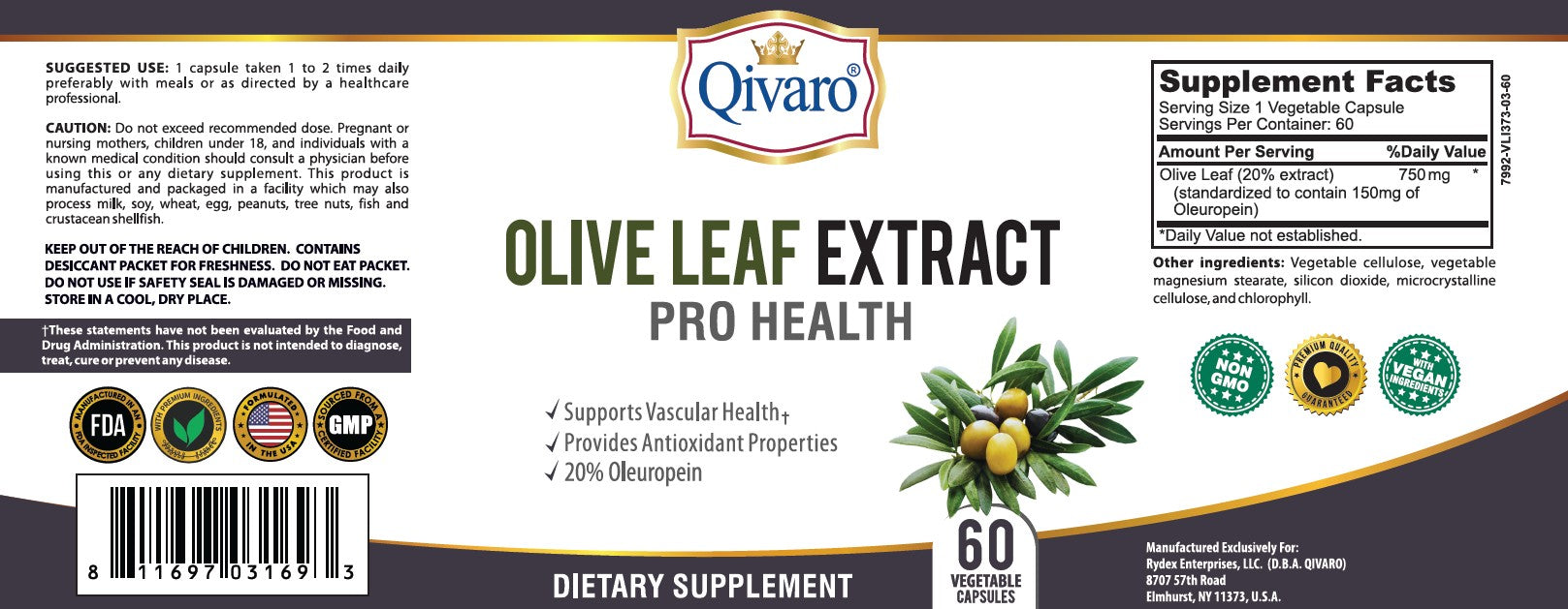 QIH122_Olive Leaf Extract_60 Veggie Capsules