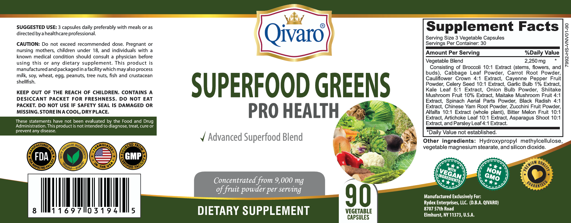 QIH102_Superfood Greens Pro Health_90 veggie capsules