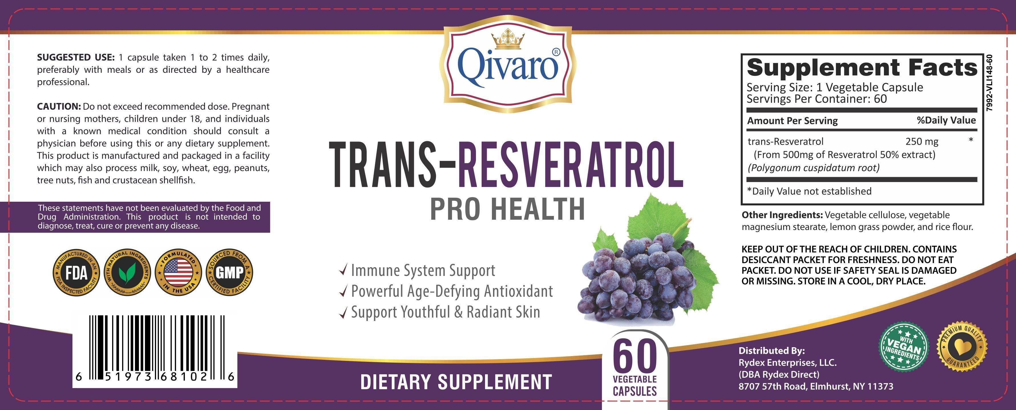 SKU: QIH06: Trans-Resveratrol Pro Health